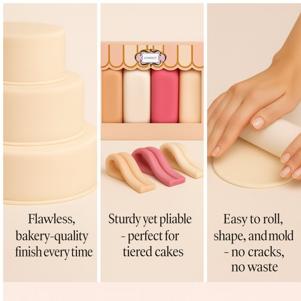 Confect Multipack of Skin, White, Old rose and Ivory Sugarpaste 24 | Grocsy
