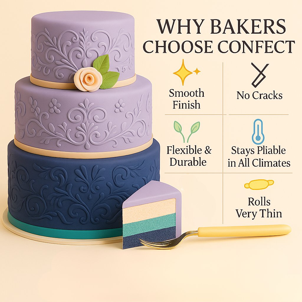 Confect Multipack of Lavender, Navy Blue, Teal and Skin Sugarpaste 15 | Grocsy