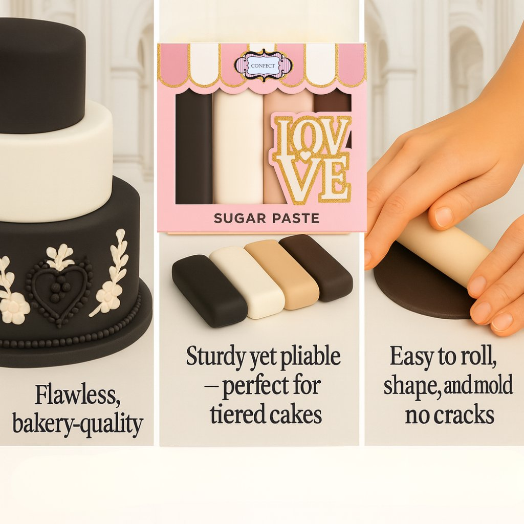 Confect Multipack of Black, White, Skin and Brown Sugarpaste 04 | Grocsy