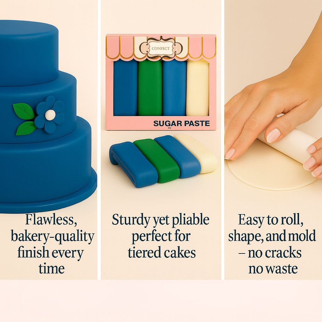 Confect Multipack of White, Electric Blue, Emerald Green and Royal Blue Sugarpaste 23 | Grocsy