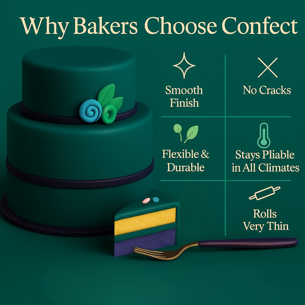 Confect Multipack of Emerald Green, Black, Navy Blue and Purple Sugarpaste 25 | Grocsy