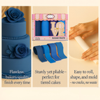 Confect Multipack of Navy Blue, Royal Blue, Electric Purple and Sky Blue Sugarpaste 10 | Grocsy