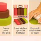 Confect Multipack of Brown, Skin, Lime Green and Neon Pink Sugarpaste 26 | Grocsy