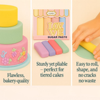 Confect Multipack of Lemon Yellow, Peach, Old rose and Baby Blue Sugarpaste 02 | Grocsy