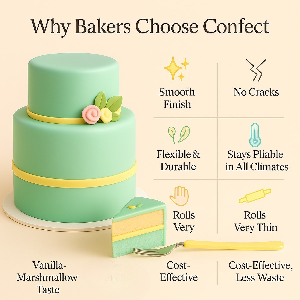 Confect Multipack of Pea Green, Skin, Lemon Yellow and Baby Blue Sugarpaste 29 | Grocsy