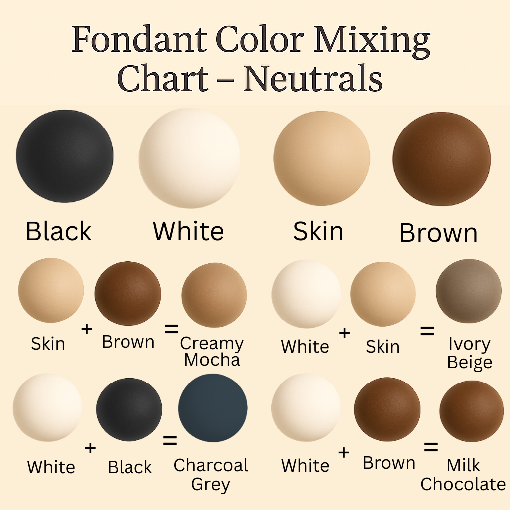 Confect Multipack of Black, White, Skin and Brown Sugarpaste 04 | Grocsy