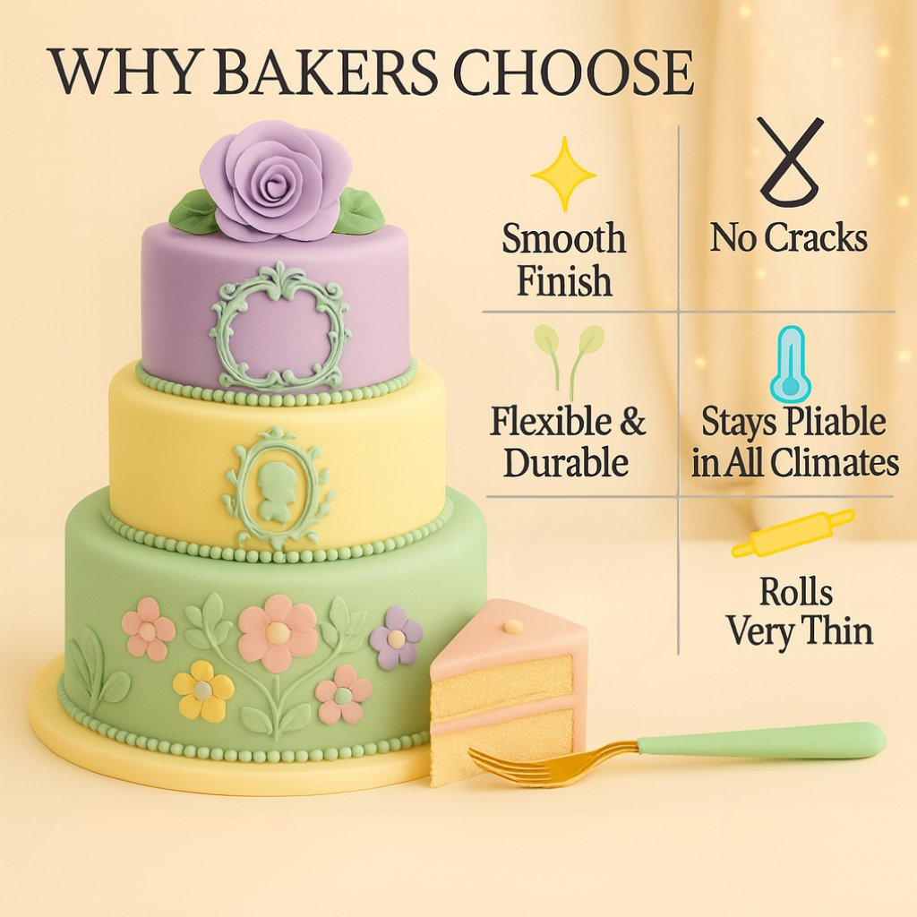 Confect Multipack of Lemon Yellow, Lavender, Blush pink and Mint Green Sugarpaste 01 | Grocsy