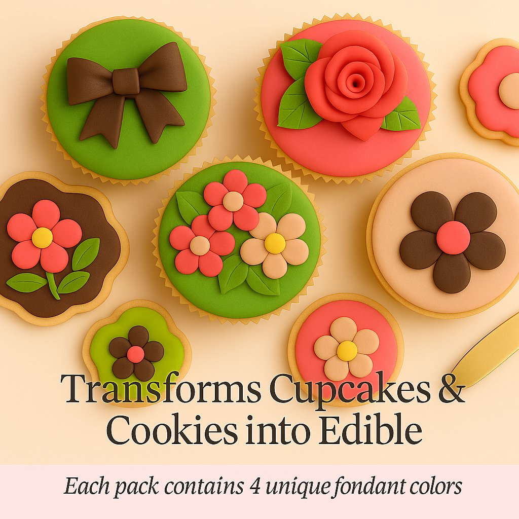 Confect Multipack of Brown, Skin, Lime Green and Neon Pink Sugarpaste 26 | Grocsy