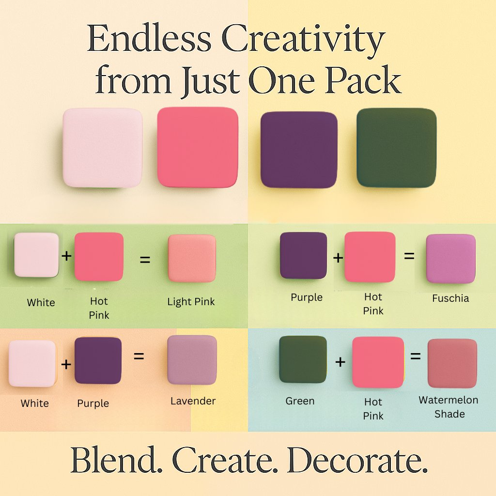 Confect Multipack of White, Hot pink, purple and Emerald green Sugarpaste 17 | Grocsy