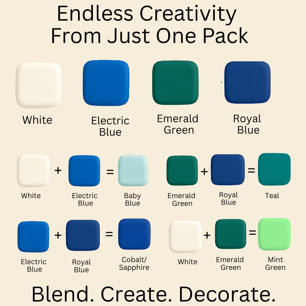 Confect Multipack of White, Electric Blue, Emerald Green and Royal Blue Sugarpaste 23 | Grocsy