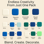 Confect Multipack of White, Electric Blue, Emerald Green and Royal Blue Sugarpaste 23 | Grocsy