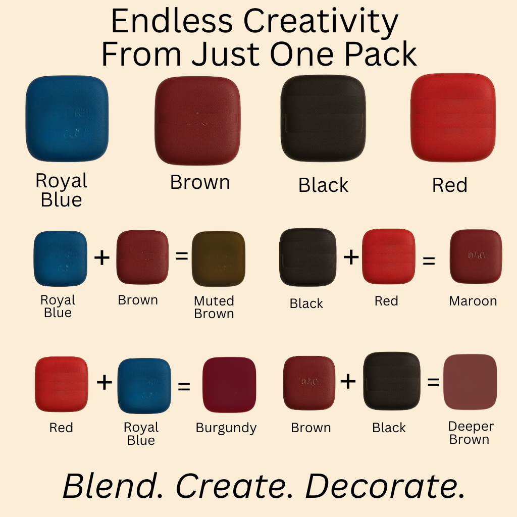 Confect Multipack of Royal Blue, Brown, Black and Red Sugarpaste 20 | Grocsy