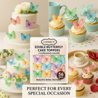 Confect Multicolor | Pack of 56 Edible Wafer Paper Butterflies | Grocsy