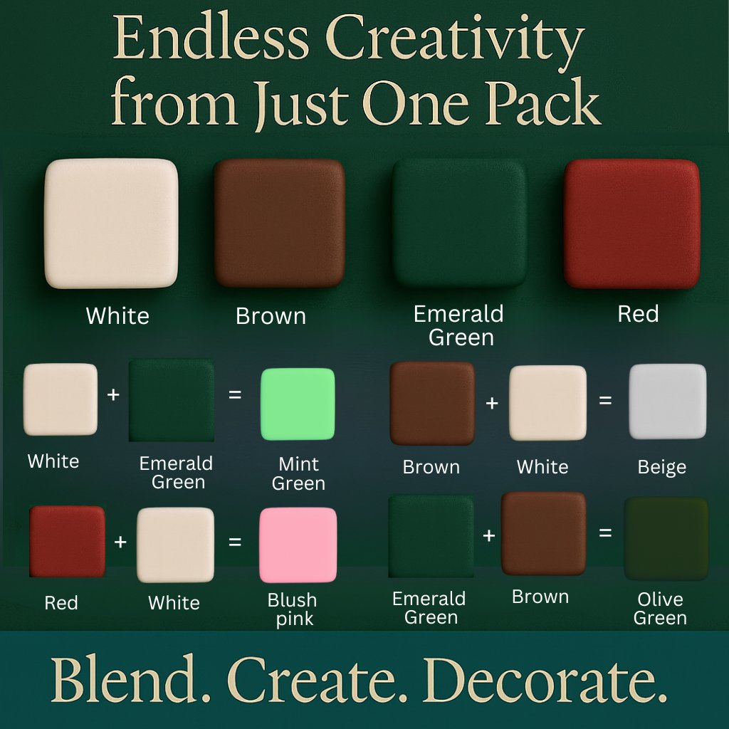 Confect Multipack of White, Emerald Green, Brown and Red Sugarpaste 19 | Grocsy
