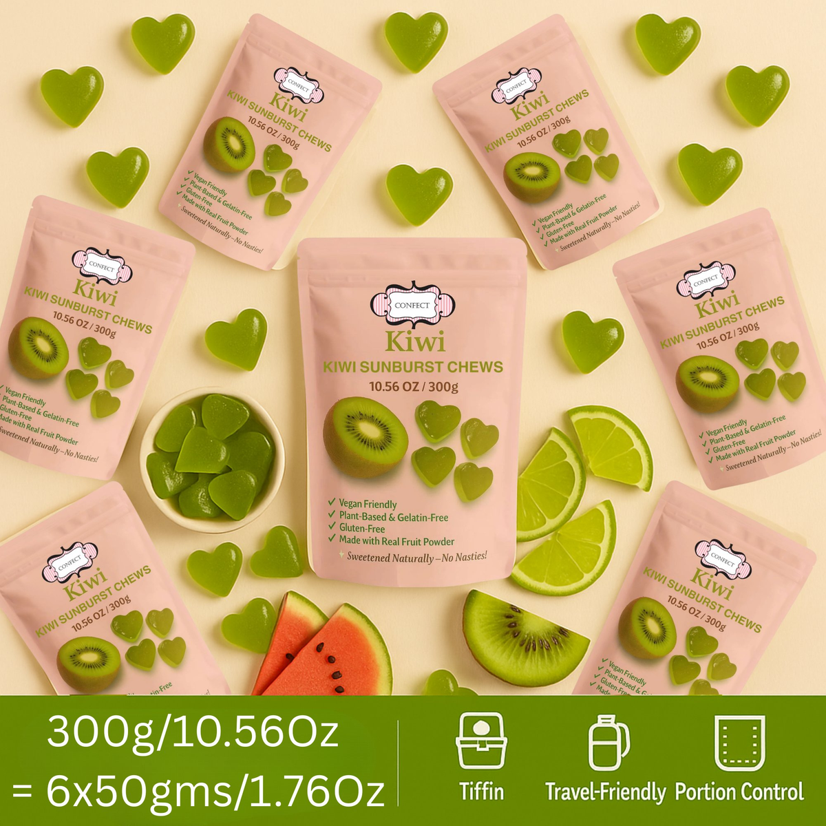 Confect Kiwi Sunburst Chews Gummies | Grocsy