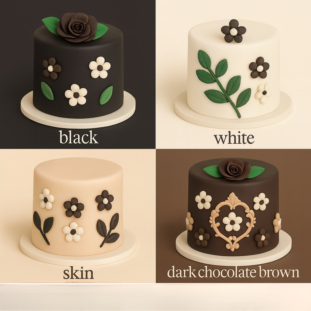 Confect Multipack of Black, White, Skin and Brown Sugarpaste 04 | Grocsy