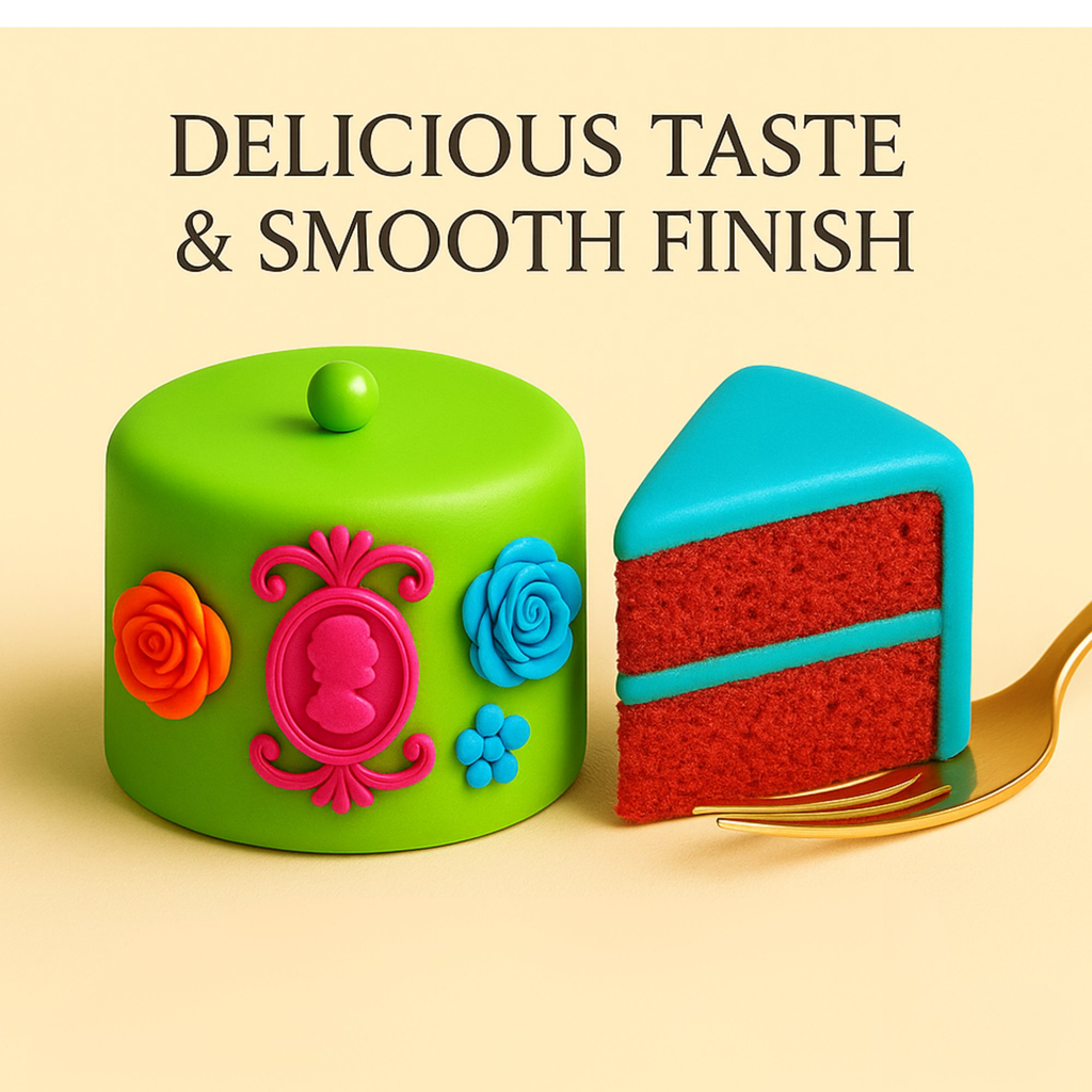 Confect Multipack of Fluorescent Orange, Lime green, electric blue and Neon Pink Sugarpaste 08 | Grocsy