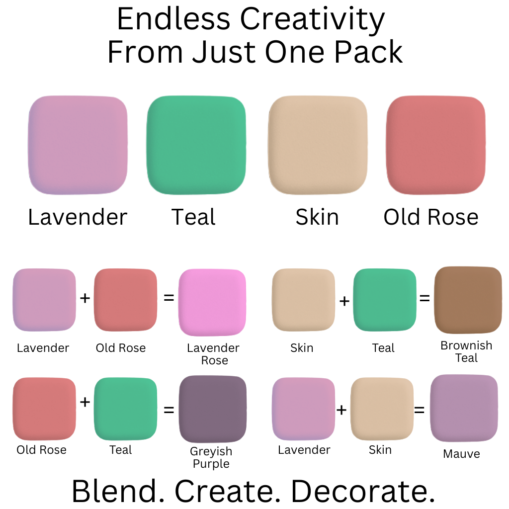 Confect Multipack of Lavender, Electric Blue, Skin and Old Rose Sugarpaste 22 | Grocsy