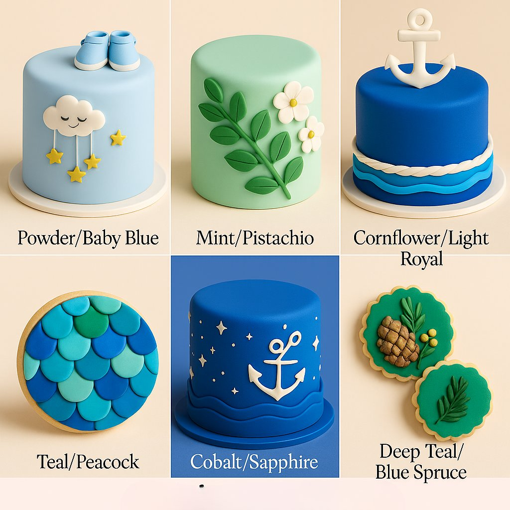 Confect Multipack of White, Electric Blue, Emerald Green and Royal Blue Sugarpaste 23 | Grocsy
