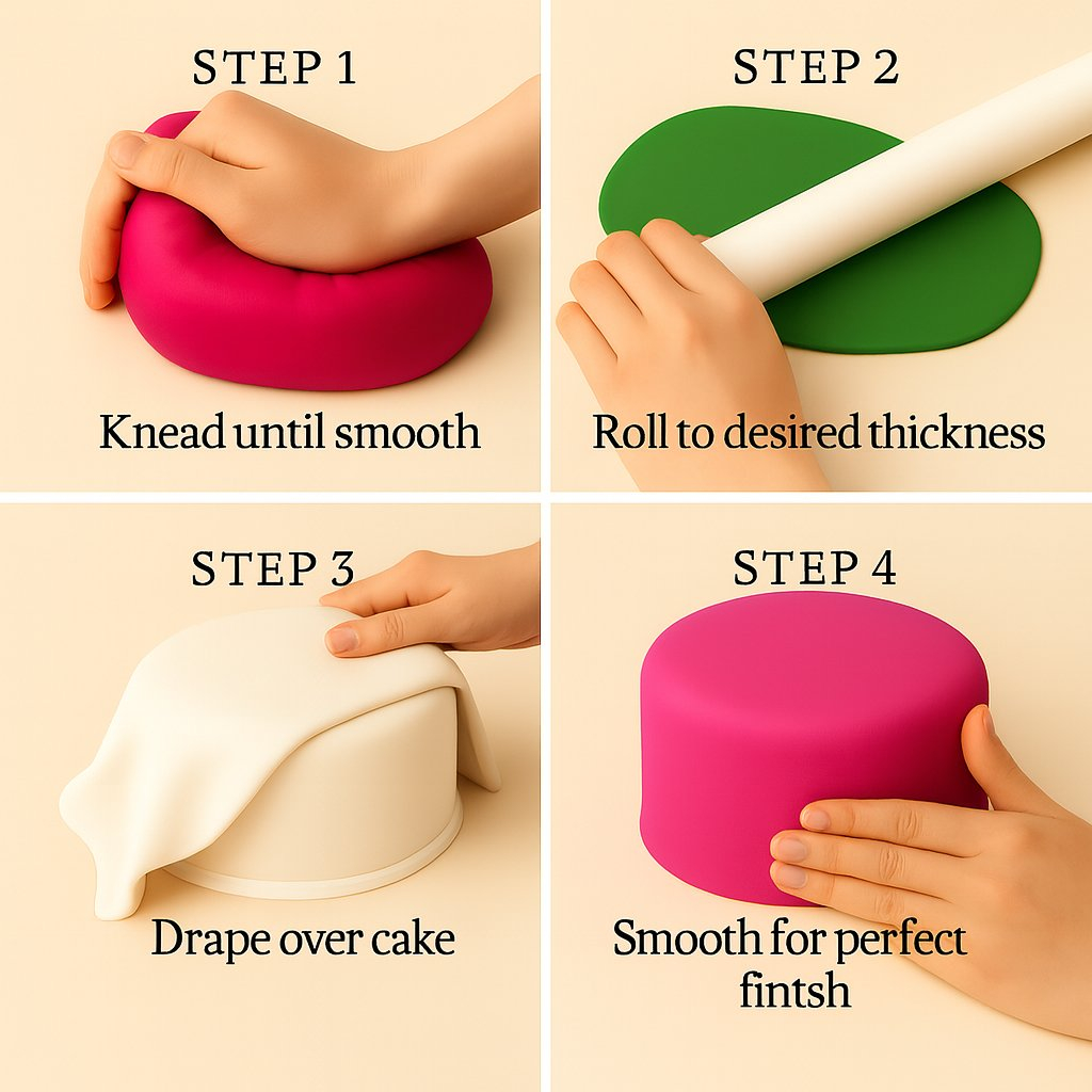 Confect Multipack of Brown, Skin, Lime Green and Neon Pink Sugarpaste 26 | Grocsy