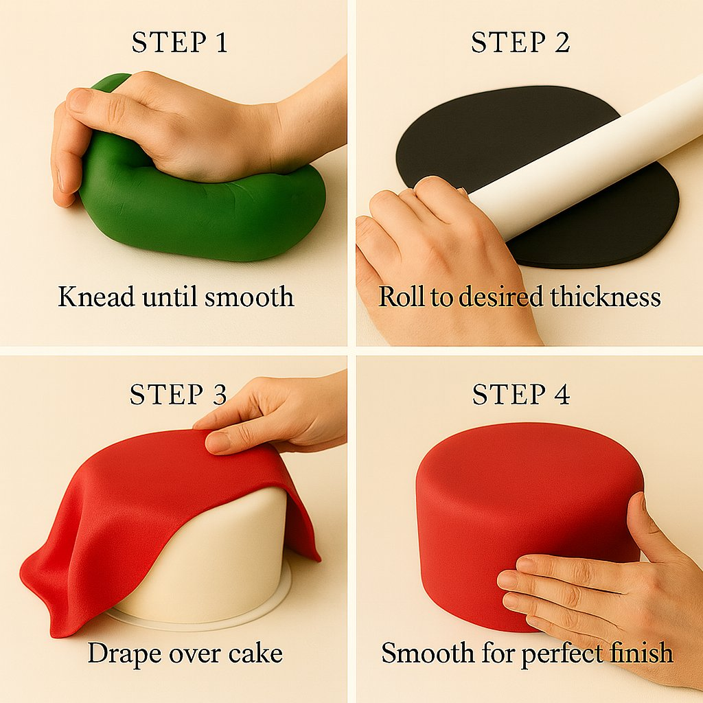 Confect Multipack of White, Emerald Green, Brown and Red Sugarpaste 19 | Grocsy