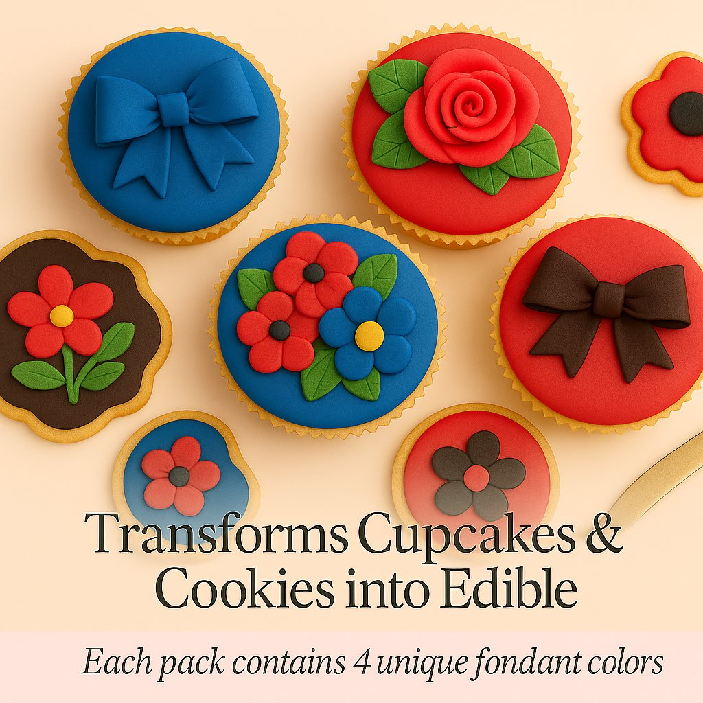 Confect Multipack of Royal Blue, Brown, Black and Red Sugarpaste 20 | Grocsy