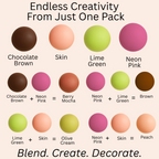 Confect Multipack of Brown, Skin, Lime Green and Neon Pink Sugarpaste 26 | Grocsy