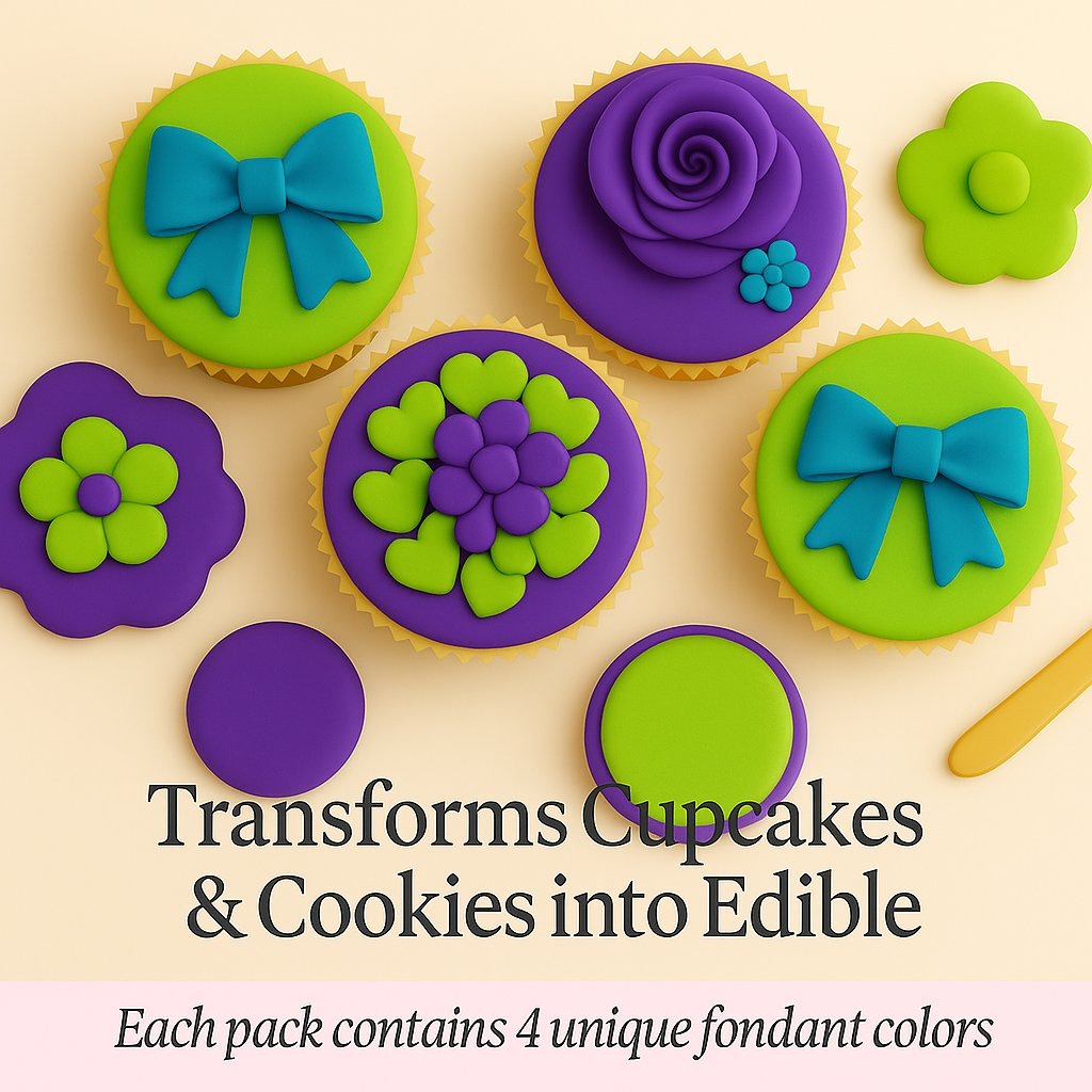 Confect Multipack of Neon Green, Electric Blue, Electric Purple and Lime Green Sugarpaste 03 | Grocsy