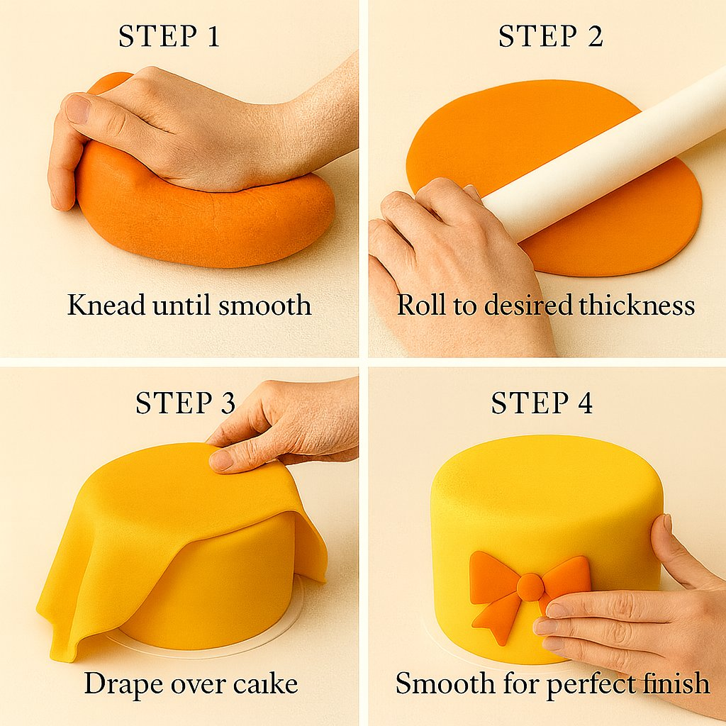 Confect Multipack of Ivory, Orange, Fluorescent orange and Yellow Sugarpaste 18 | Grocsy