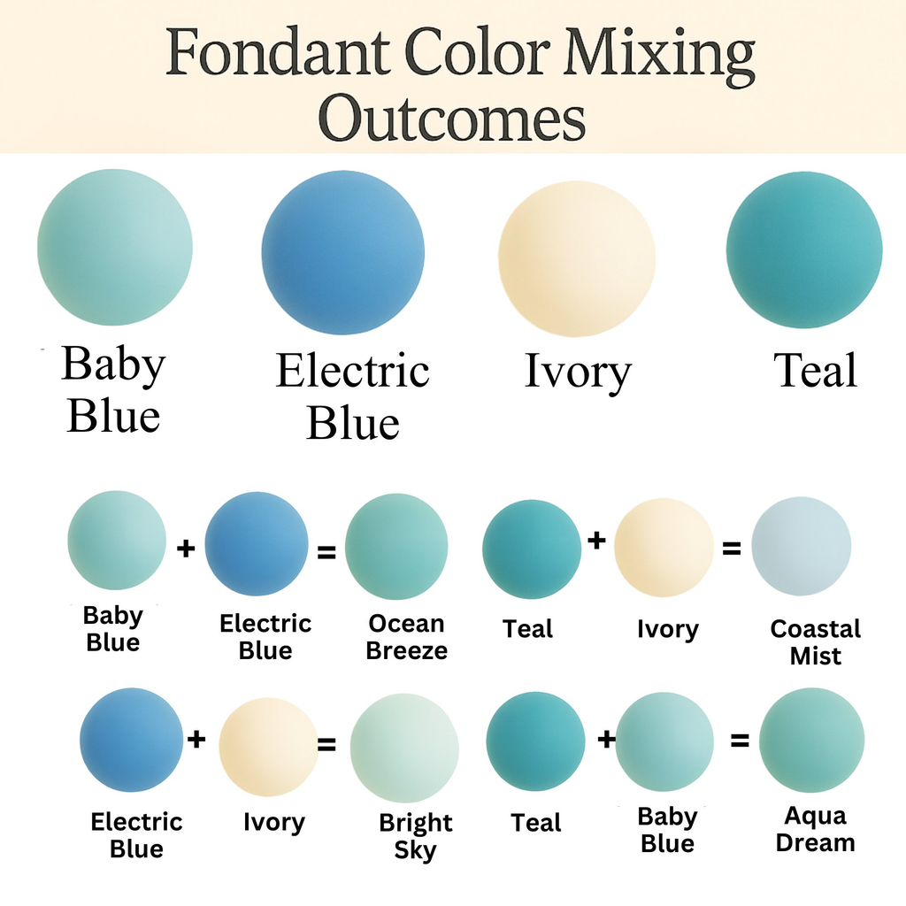Confect Multipack of Baby Blue, Electric Blue, Ivory and Teal Sugarpaste 11 | Grocsy