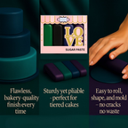 Confect Multipack of Emerald Green, Black, Navy Blue and Purple Sugarpaste 25 | Grocsy