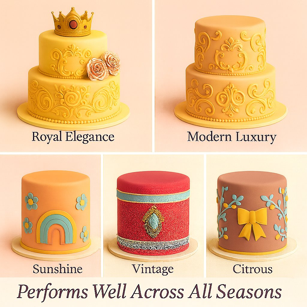 Confect Multipack of Lemon Yellow, Peach, Old rose and Baby Blue Sugarpaste 02 | Grocsy