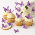 Confect Purple | Pack of 56 Edible Wafer Paper Butterflies | Grocsy