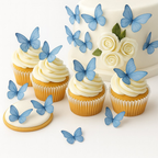 Confect Sky Blue | Pack of 56 Edible Wafer Paper Butterflies | Grocsy