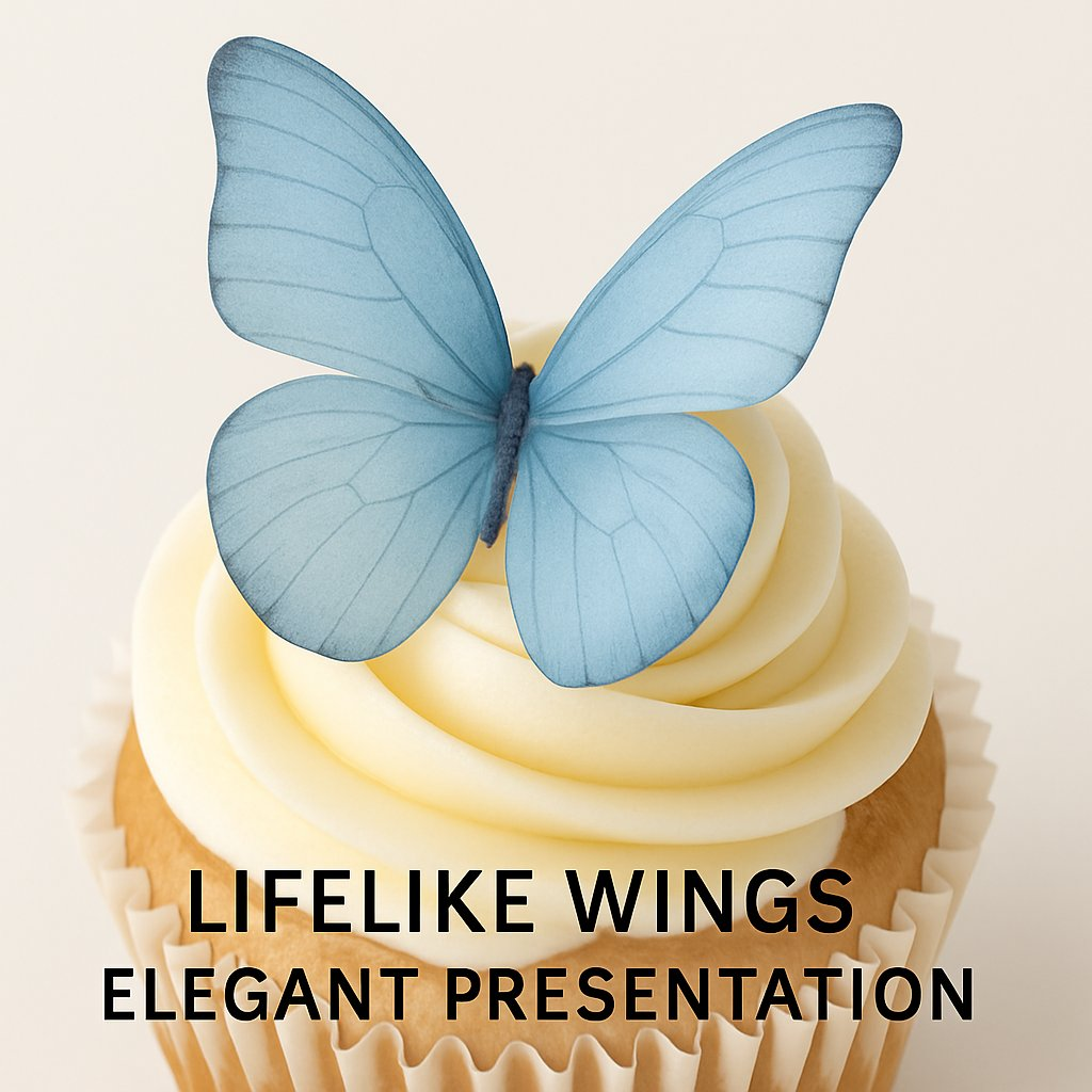 Confect Sky Blue | Pack of 56 Edible Wafer Paper Butterflies | Grocsy
