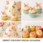 Confect Peach | Pack of 56 Edible Wafer Paper Butterflies | Grocsy