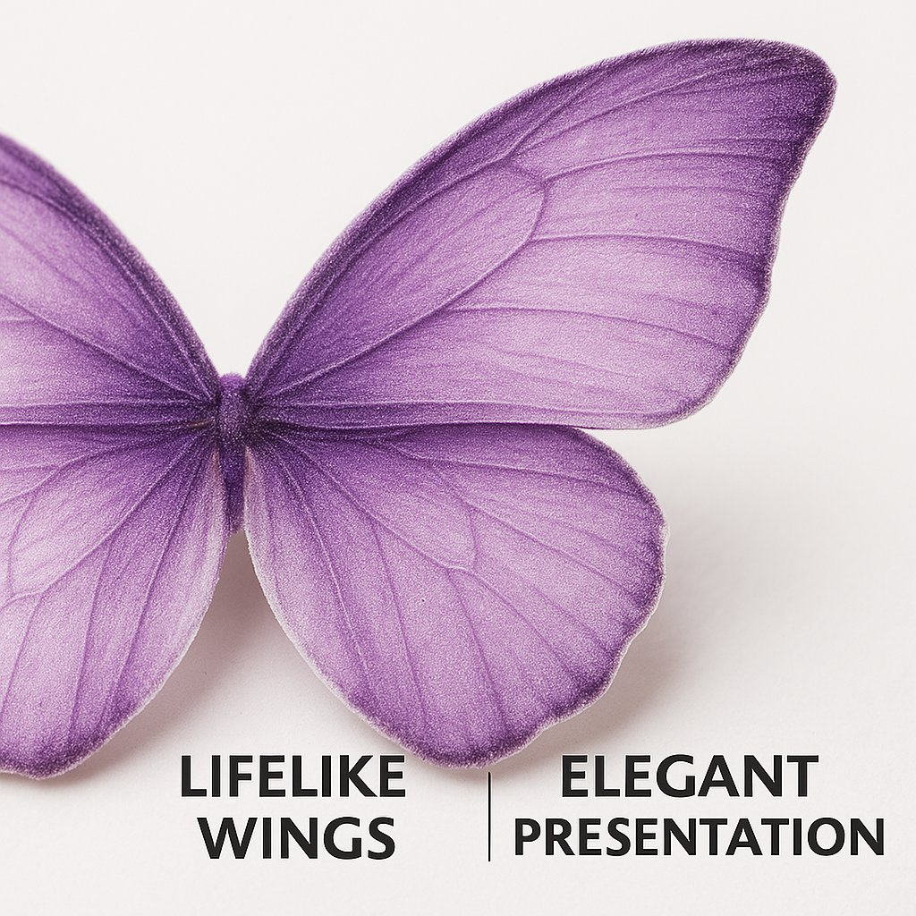 Confect Purple | Pack of 56 Edible Wafer Paper Butterflies | Grocsy