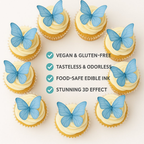 Confect Sky Blue | Pack of 56 Edible Wafer Paper Butterflies | Grocsy