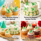 Confect Mint Green | Pack of 56 Edible Wafer Paper Butterflies | Grocsy