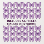 Confect Purple | Pack of 56 Edible Wafer Paper Butterflies | Grocsy