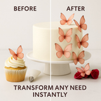 Confect Peach | Pack of 56 Edible Wafer Paper Butterflies | Grocsy