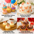 Confect Peach | Pack of 56 Edible Wafer Paper Butterflies | Grocsy