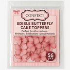 Confect Pink | Pack of 56 Edible Wafer Paper Butterflies | Grocsy