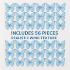 Confect Sky Blue | Pack of 56 Edible Wafer Paper Butterflies | Grocsy