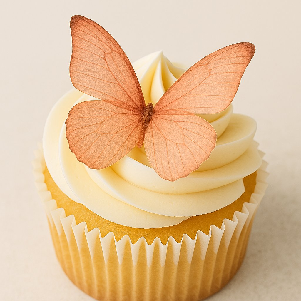 Confect Peach | Pack of 56 Edible Wafer Paper Butterflies | Grocsy