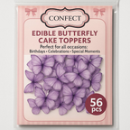 Confect Purple | Pack of 56 Edible Wafer Paper Butterflies | Grocsy