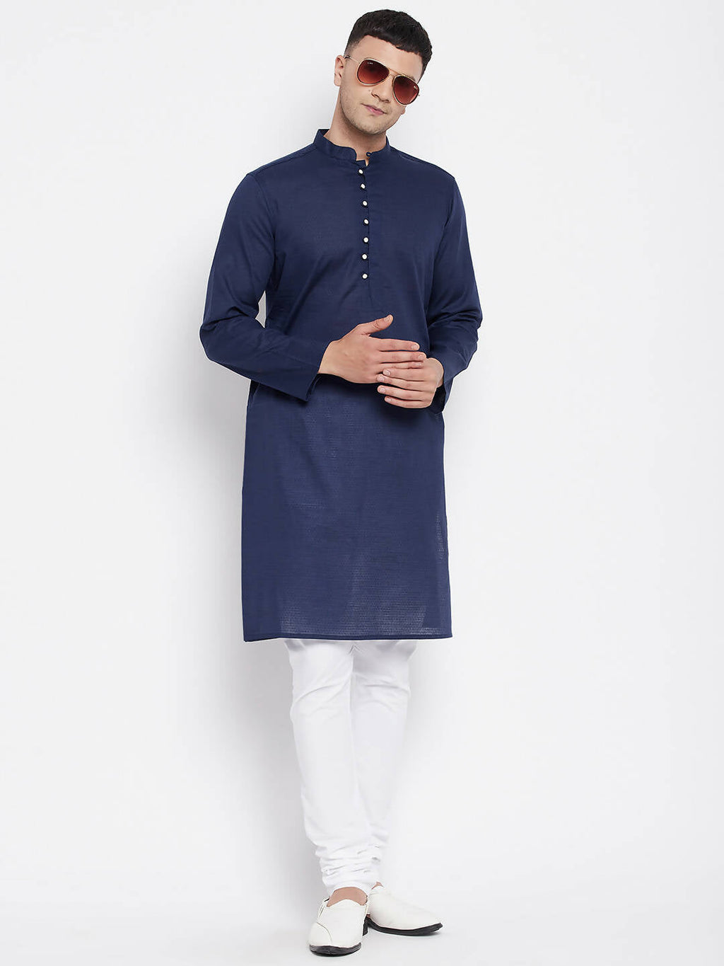 Even Apparels Blue Color Rayon Men's Kurta With Band Collar | Grocsy