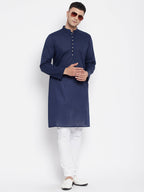 Even Apparels Blue Color Rayon Men's Kurta With Band Collar | Grocsy