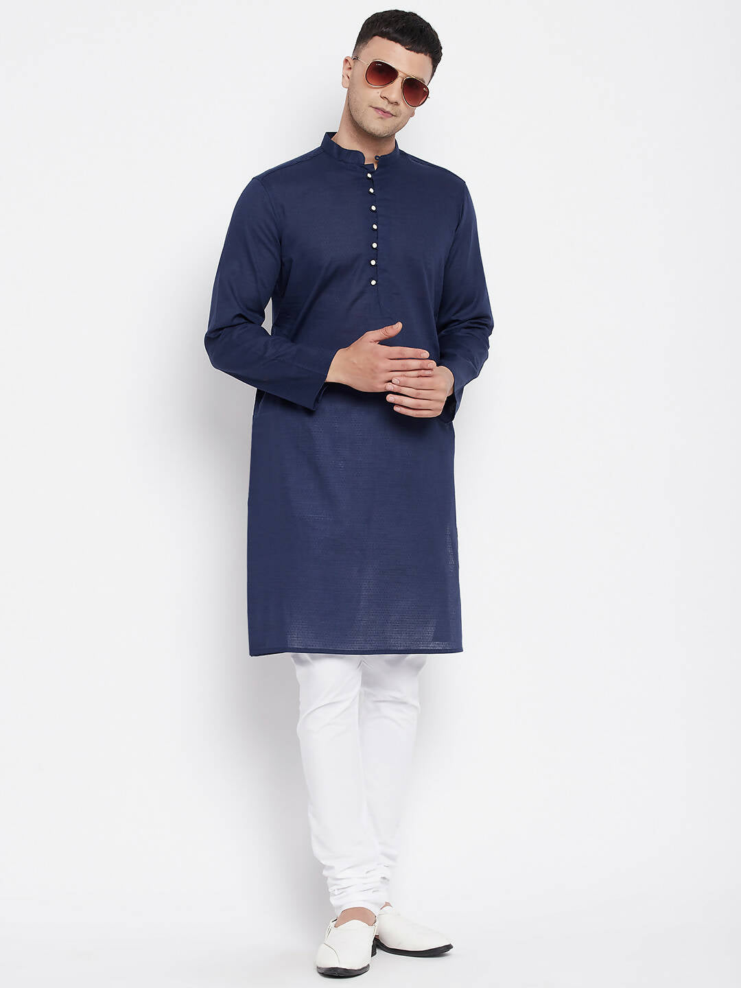 Even Apparels Blue Color Rayon Men's Kurta With Band Collar | Grocsy