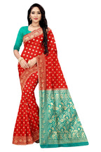 Vamika Red Weaving Banarasi Jacquard Saree | Grocsy
